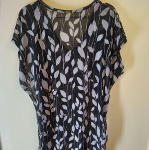 ANNE COLE Sheer Vines Mesh Black Swim Coverup